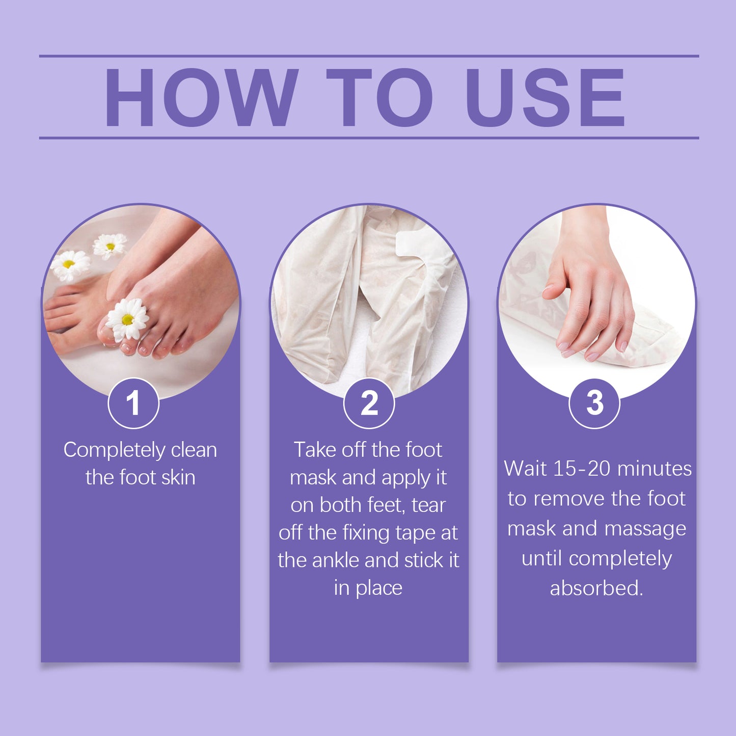 Máscara para os pés OceAura (embalagem) alivia o desconforto nos pés, limpa suavemente, aumenta o conforto, firma e hidrata a pele