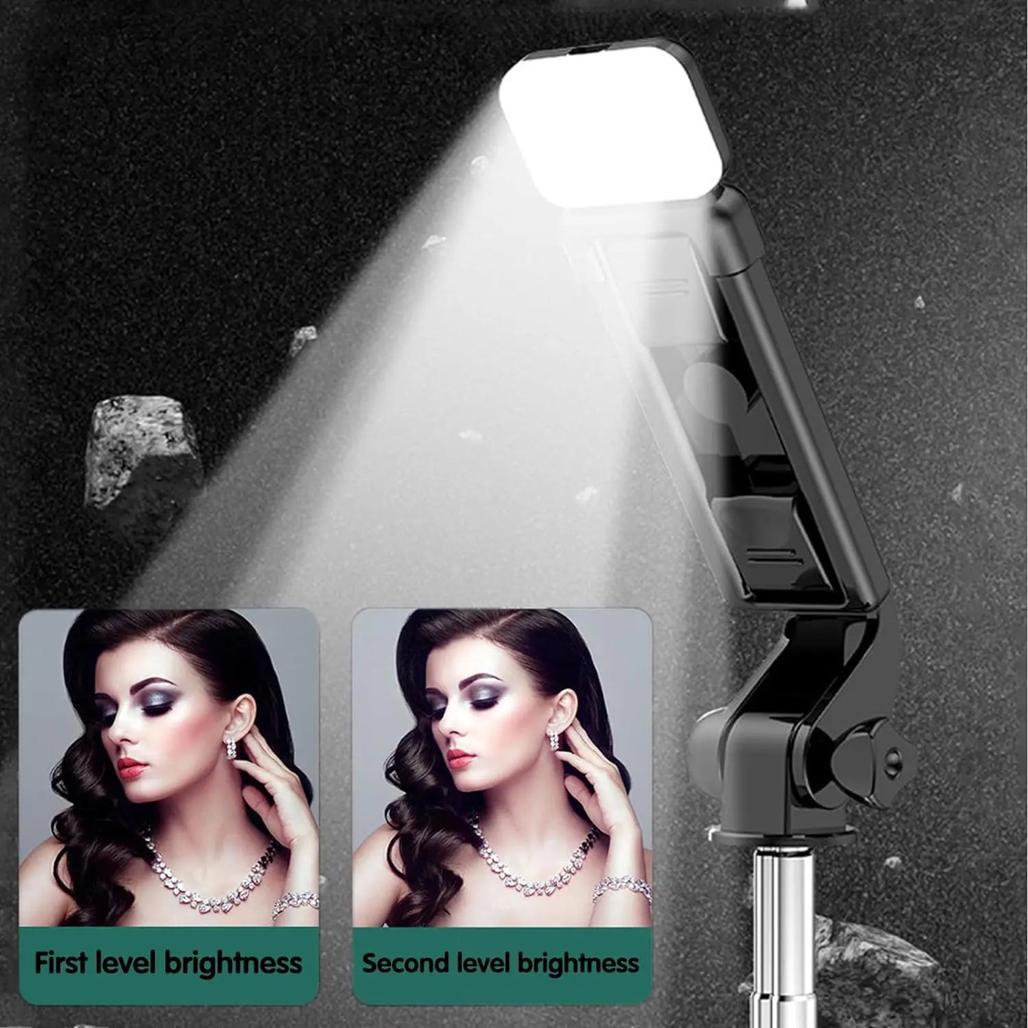 Bastão de selfie com luz de preenchimento, tripé extensível com controle remoto sem fio e suporte para celular