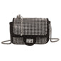 Bolsa transversal com corrente cravejada de cristais brilhantes, elegante, pequena, moderna e versátil