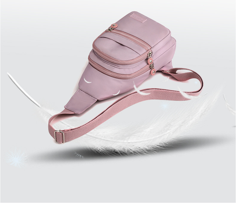 Bolsa transversal moderna e elegante, com várias camadas, em tecido de nylon leve e simples