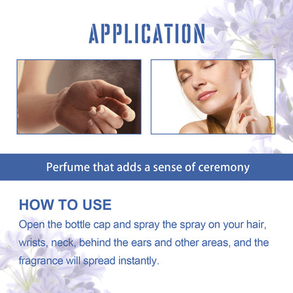 Perfume em spray violeta, fragrância fresca, leve e duradoura