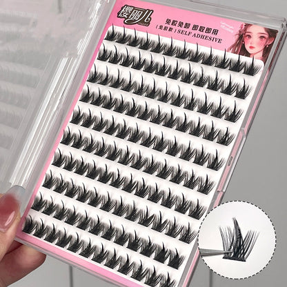 Cílios postiços sem cola, estilo mangá, naturais, segmentados, para iniciantes, simulação de cílios postiços autoadesivos