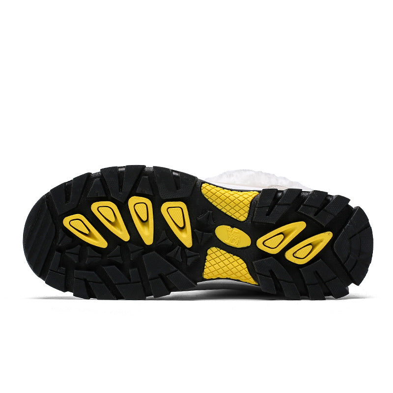 Botas de inverno para neve, impermeáveis, antiderrapantes, com cano alto, em algodão, com entressola