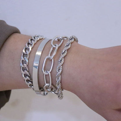 Pulseira de liga metálica, correntes e bracelet para combinar e criar looks