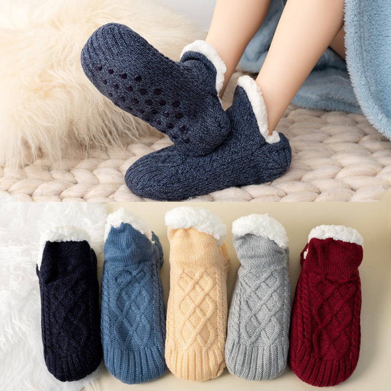 Meias de inverno de lã para usar em casa, isolantes, unissex para adultos, estilo pantufa