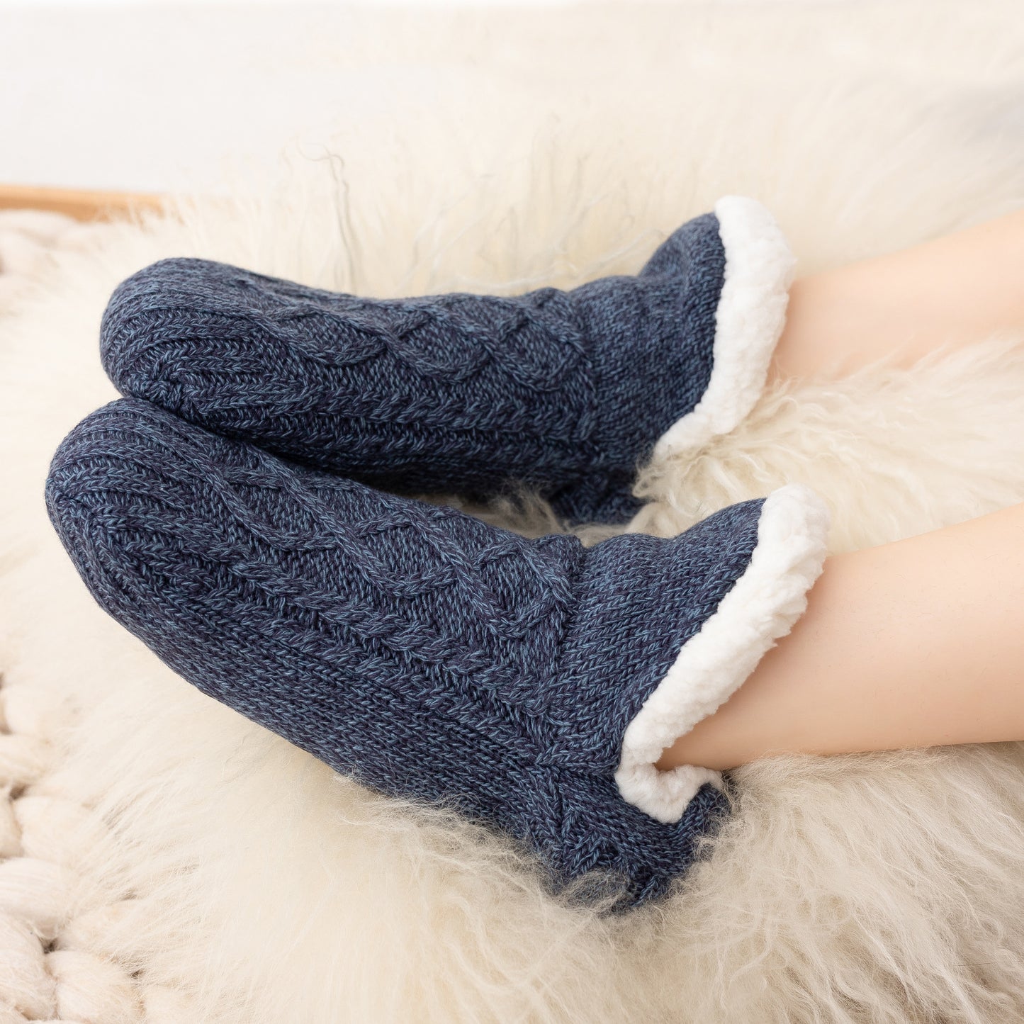 Meias de inverno de lã para usar em casa, isolantes, unissex para adultos, estilo pantufa