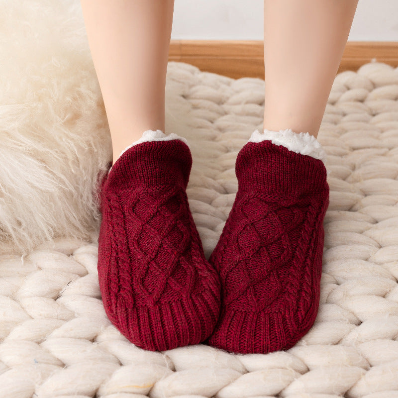 Meias de inverno de lã para usar em casa, isolantes, unissex para adultos, estilo pantufa
