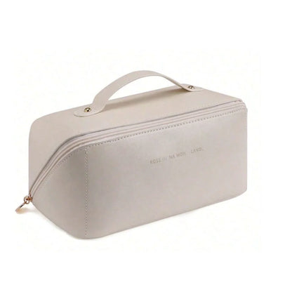 Bolsa necessaire para maquiagem e cosméticos, em couro, grande capacidade, portátil, para viagens