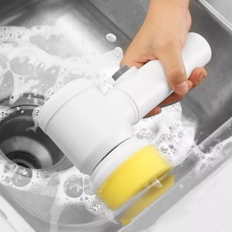 Escova de limpeza elétrica 5 em 1, sem fio, multiuso para cozinha e banheiro