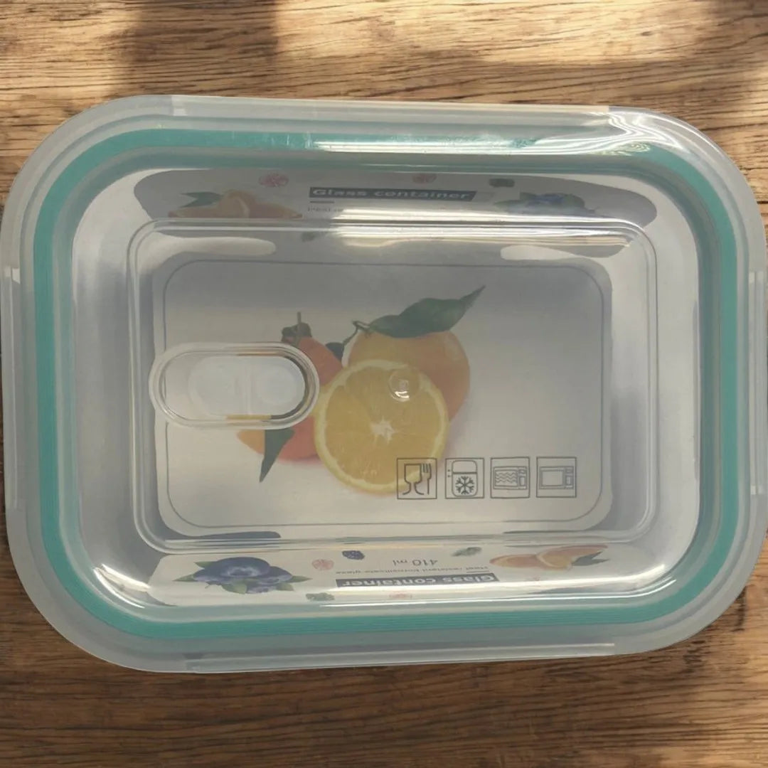 Heat Resistant Glass Lunch box 400 ml Rectangular Sealant Sealant Pot Fit