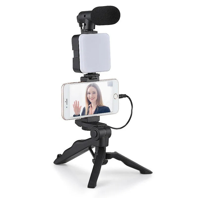 Kit para vlogs com tripé para celular, 36 luzes de LED e mini microfone para transmissões ao vivo, vídeos do TikTok e YouTube