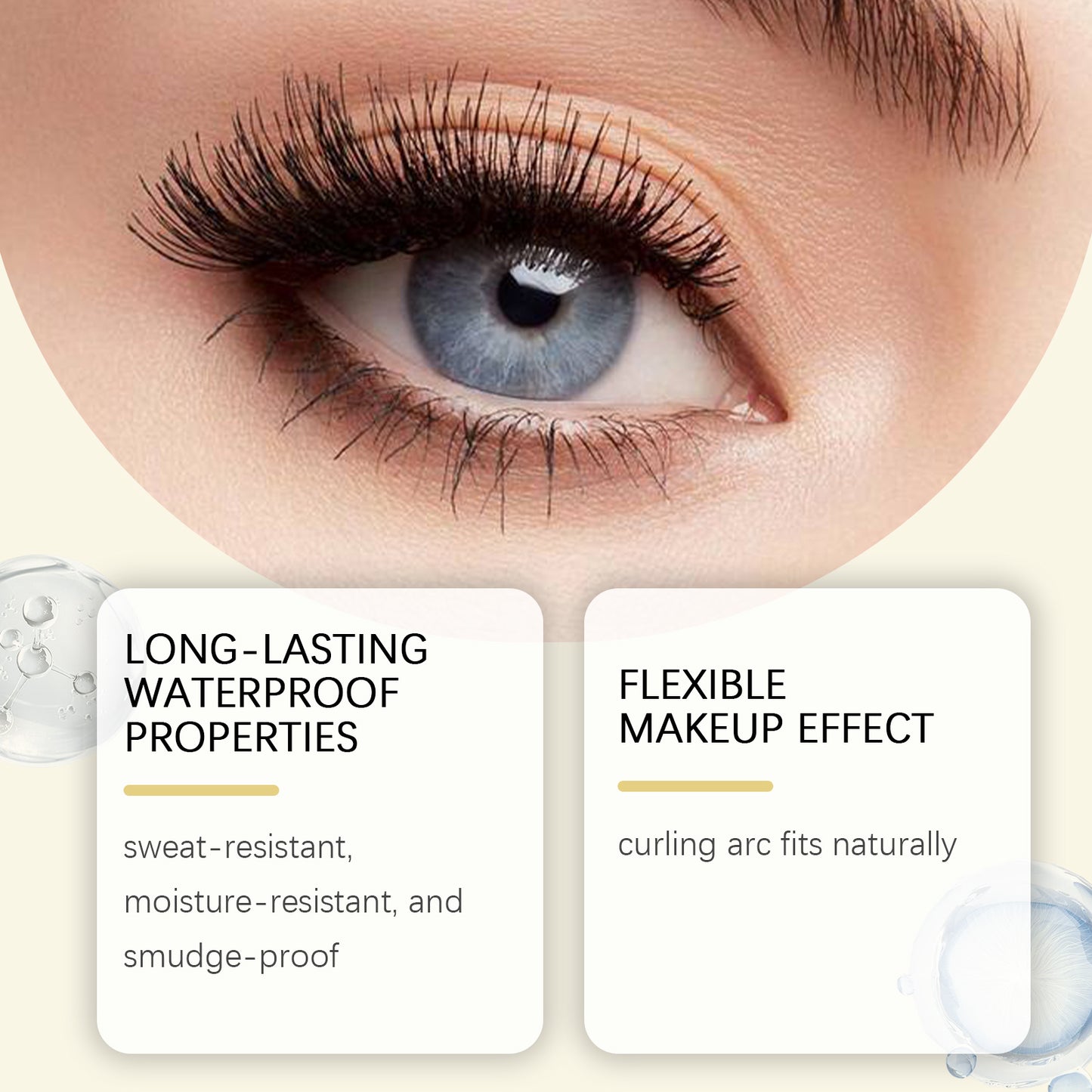 Máscara para cílios Zephoco Thick And Slender, para aplicação ao redor dos olhos, com efeito natural, textura espessa sem grumos e à prova de d'água