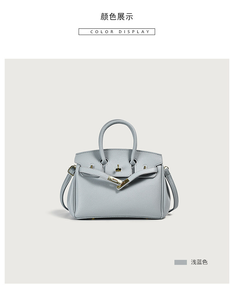 Bolsa em couro, estilo tote, com alça superior, clássica