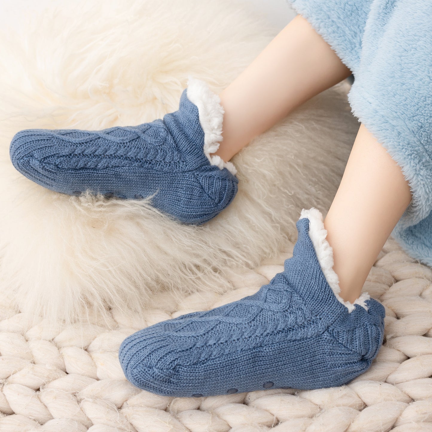 Meias de inverno de lã para usar em casa, isolantes, unissex para adultos, estilo pantufa