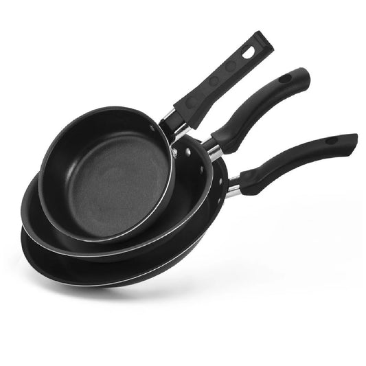 Conjunto de 3 frigideiras antiaderentes teflon, cabos com separadores metálicos