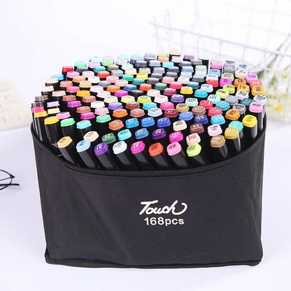 Conjunto de 24 a 168 Canetas Marcadoras Artísticas com Ponta Oleosa para Desenho, Esboço e Grafite - Materiais de Arte Escolares
