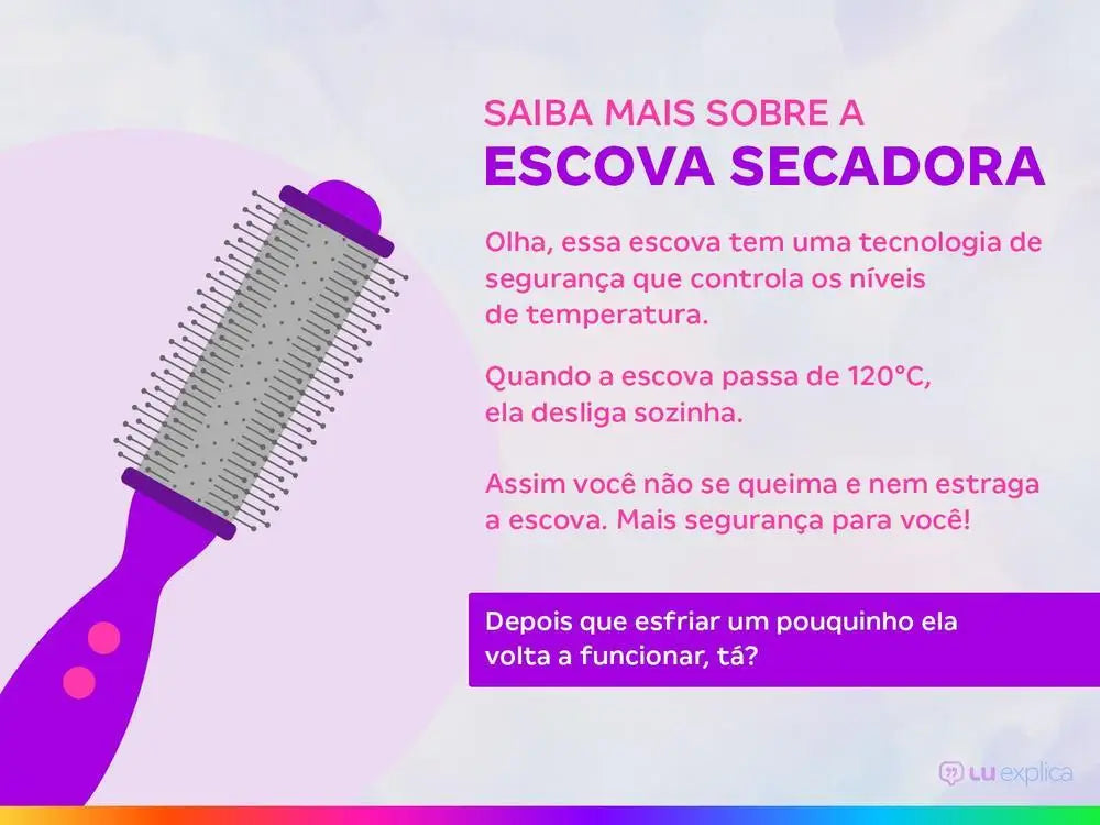 Escova secadora Britannia, 1300W com luz infravermelha, íons cerâmicos e turmalina, 2 velocidades, Bivolt